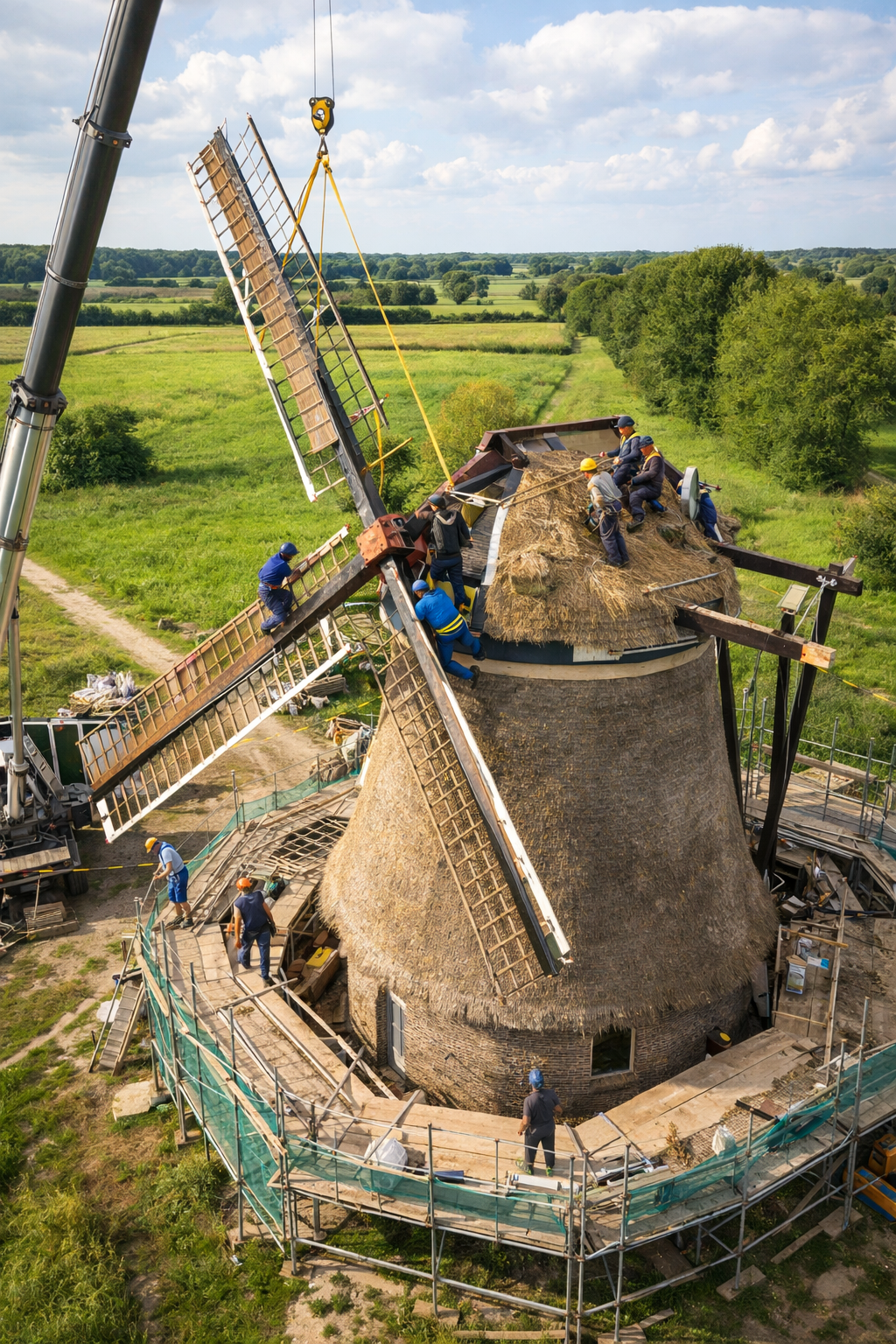 Restauration du Moulin Baron — vue aérienne